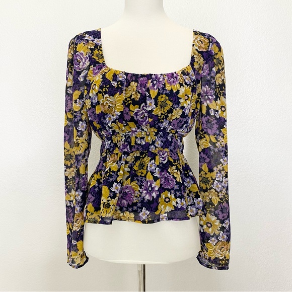 Astr Tops - ASTR Floral Long Sleeve Blouse